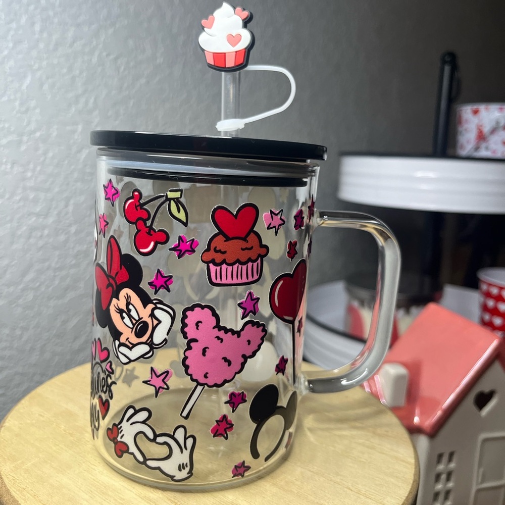 Mouse Glass Mug with Straw